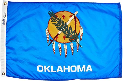 Oklahoma State Flagge 2 x 3 ft. Nylon solarguard nyl-glo 100% Made in USA zu offiziellen State Design Spezifikationen von Annin flagmakers. Modell 144350 von Annin Flagmakers