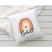 Kissen Boho Regenbogen | Personalisiert 40x40cm Kissenhülle Geburt Geschenk von Anniundava