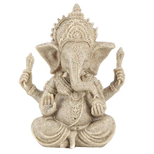 Ganesha Statue, White Stone Elephant Decor, Feine Verarbeitung Buddah Dekoration, Meditationsdekor für das Innenministerium, FengShui Geschenk Hindu Gott Figur, Glücksgeschenke für religiöse Gläubige von Annjom
