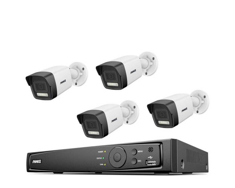 Annke Überwachungskamera -Set N48PAW I91DD4-2T PoE für Videoüberwachung 1x NVR und 4x Kameras (5-tlg., 8 Kanal, inkl. 2TB HDD, Personen- und Fahrzeugerkennung, Nachtsicht bs zu30 m, Plug-and-Play, H.265+, ONVIF) von Annke