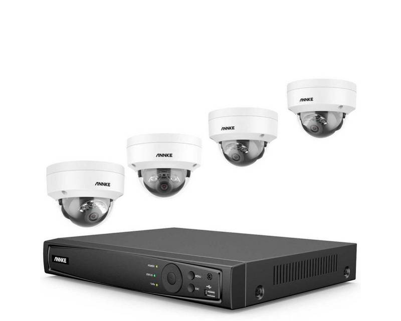 Annke Überwachungskamera Set N48PAW I91DG4-2T 4K 8-Kanal PoE 1x Netzwerkrekorder & 4x Kameras (5-tlg., mit Personen- und Fahrzeugerkennung, inkl. 2TB HDD, Nachtsicht bis zu 30 m, Plug-and-Play, H.265+, ONVIF) von Annke