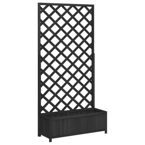 AUVYI Pflanzentopf mit Spalier Hochbeet Balkonkasten Pflanzenkasten Blumentopf Pflanzgefäß Dekokasten Langlebig und Verrottungsbeständig Perfekt für Balkon Garten Terrasse Schwarz 90x35x180 cm von Annlera