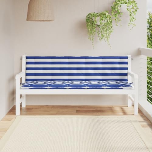 Annlera 2 STK. Gartenbank-Auflage Blau & Weiß Gestreift Oxford-Gewebe Sitzauflage Bank Gartenbank Auflage Bankauflage Outdoor Sitzbank Auflage Gartenmöbel Auflagen Sitzbank Kissen Bench Cushion von Annlera