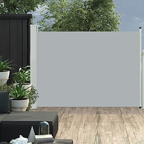 Annlera Ausziehbare Seitenmarkise 100x500 cm Grau Sichtschutz Ausziehbar Balkon Sichtschutz Seitlich Seiten Markise Aussen Balkon Markise für Garten Terrasse Windschutz Und Privatsphäre Schutz von Annlera