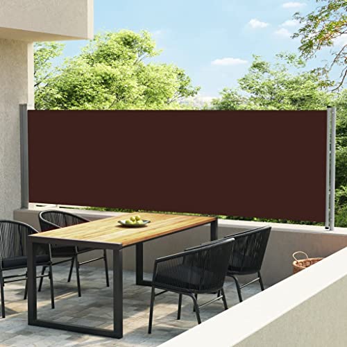 Annlera Ausziehbare Seitenmarkise 140x600 cm Braun Balkon Seitenmarkise Sichtschutz Ausziehbar Seiten Markise Aussen Sichtschutz Seitenmarkise für Balkon/Terrasse Beschattung & Privatsphäre Schutz von Annlera