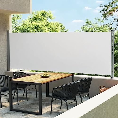 Annlera Ausziehbare Seitenmarkise 600x160 cm Creme Balkon Seitenmarkise Sichtschutz Ausziehbar Seiten Markise Aussen Sichtschutz Seitenmarkise für Balkon/Terrasse Beschattung & Privatsphäre Schutz von Annlera