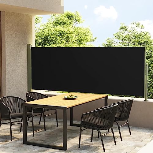 Annlera Ausziehbare Seitenmarkise 80x300 cm Schwarz Sichtschutz Ausziehbar Balkon Seitenmarkise Seiten Markise Aussen Sichtschutz Seitenmarkise für Balkon/Terrasse Beschattung & Privatsphäre Schutz von Annlera