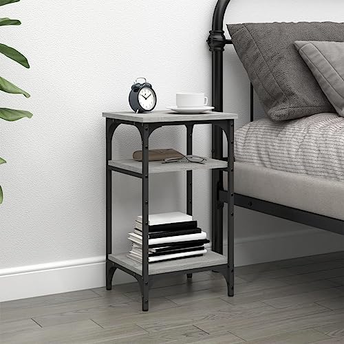 Annlera Beistelltisch 35x30x60 cm Kleiner Tisch Betttisch Couchtisch Klein Side Table Regal Schwarz Büroschrank Sofatisch Fernseher Tisch Schrank Küche Nachttisch Sm Möbel Grau Sonoma von Annlera