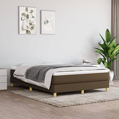 Annlera Bettgestell 203x140x25cm Braun Stoff,Sperrholz,Holzwerkstoff Polsterbett Tagesbett Aus Holz Robusten Bettgestell Doppelbett Bodenbett Schrankbett Jugendbett Lattenrost Bed von Annlera