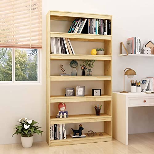 Annlera Bücherregal/Raumteiler 100x30x200 cm Kiefer Massivholz Bücherregal Holz Büromöbel Regal Schlafzimmer Büro-bücherregale Wohnzimmer Regal Vielseitiges Regal Elegantes Aussehen von Annlera