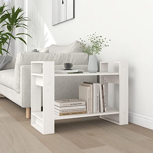 Annlera Bücherregal/Raumteiler Weiß 80x35x56,5 cm Massivholz Kiefer Bücherregal Holz Vielseitiges Regal Schlafzimmer Büromöbel Büro-bücherregale Wohnzimmer Regal Eleganten und Klassischen Design von Annlera