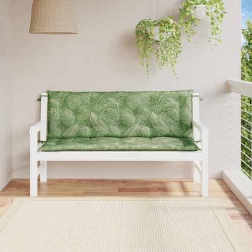 Annlera Gartenbank-Auflagen 2-TLG. Blattmuster 150x50x7 cm Stoff Gartenmöbel Auflagen Sitzbank Kissen Bench Cushion Sitzauflage Bank Gartenbank Auflage Bankauflage Outdoor Sitzbank Auflage von Annlera