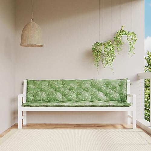 Annlera Gartenbank-Auflagen 2-TLG. Blattmuster 200x50x7 cm Stoff Sitzbank Kissen Sitzauflage Bank Outdoor Gartenbank Auflage Bankauflage Outdoor Sitzbank Auflage Gartenmöbel Auflagen von Annlera