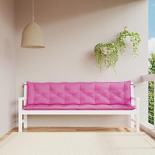 Annlera Gartenbank-Auflagen 2-TLG. Rosa 200x50x7 cm Stoff Sitzauflage Bank Outdoor Gartenbank Auflage Bankauflage Outdoor Sitzbank Auflage Gartenmöbel Auflagen Sitzbank Kissen von Annlera