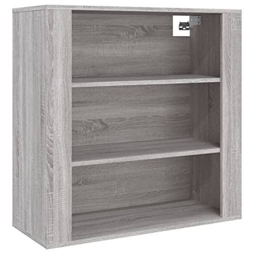 Annlera Hängeschrank Wandschrank aus Holzwerkstoff Beistellschrank Küchenschrank Schwebeschrank Lagerschrank Badschrank Vielseitiger Organizer Eleganten Design Grau Sonoma 80x33x80 cm von Annlera