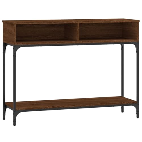 Annlera Konsolentisch Flurtisch Beistelltisch Sofatisch Dielentisch Pflegeleicht Tisch für Eingangsbereich Flur Wohnzimmer und Büro Minimalistischen Design Braun Eichen-Optik 100x30,5x75 cm von Annlera