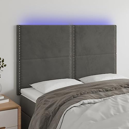 Annlera LED-Kopfteil Samt Hervorragende Rückenlehne Betthaupt Bettzubehör Möbelstück für Schlafzimmer Inneneinrichtung Dunkelgrau 144x5x118/128 cm Annlera LED-Kopfteil Samt Hervorragende Rückenlehne Betthaupt Bettzubehör Möbelstück für Schlafzimmer Inneneinrichtung Dunkelgrau 144x5x118/128 cm von Annlera