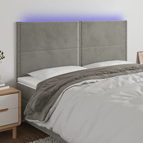 Annlera LED-Kopfteil Samt Hervorragende Rückenlehne Betthaupt Bettzubehör Möbelstück für Schlafzimmer Inneneinrichtung Hellgrau 160x5x118/128 cm Annlera LED-Kopfteil Samt Hervorragende Rückenlehne Betthaupt Bettzubehör Möbelstück für Schlafzimmer Inneneinrichtung Hellgrau 160x5x118/128 cm von Annlera