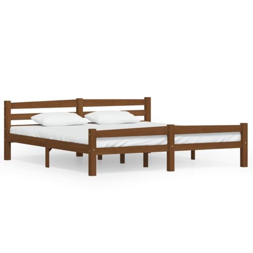 Annlera Massivholzbett Honigbraun Kiefer 180x200 cm Bettgestell Bed Frame Bettrahmen Holzbett von Annlera