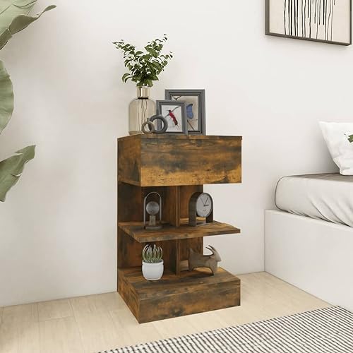 Annlera Nachttische 2 STK. Räuchereiche 40x35x65 cm Holzwerkstoff Night Stand Nachttisch Holz Nachtschrank Holz Komodenschrank Nachttisch 2er Set Nachtschrank 2er Set Nachtkommode Bedroom Furniture von Annlera