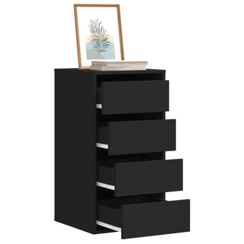 Annlera Schubladenschrank 40x41x76 cm Schwarz Beistellschrank Wohnzimmer Möbel Moderner Schrank Mehrzweckschrank Sideboard Aufbewahrungsschrank Kommode Holzwerkstoff mit 4 Schubladen von Annlera