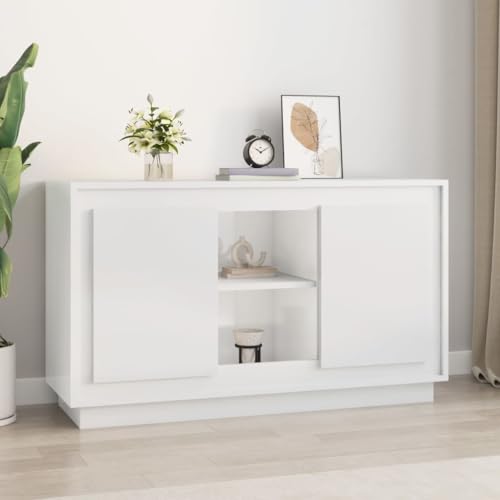 Annlera Sideboard Aufbewahrungsschrank Stilvollen Beistellschrank Buffetschrank Moderne Schrank für Wohnzimmer Schlafzimmer oder Flur Minimalistischen Design Hochglanz-Weiß 102x35x60 cm von Annlera