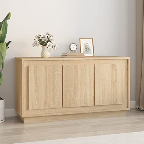 Annlera Sideboard Aufbewahrungsschrank Stilvollen Beistellschrank Buffetschrank Moderne Schrank für Wohnzimmer Schlafzimmer oder Flur Minimalistischen Design Sonoma-Eiche 102x35x55 cm von Annlera