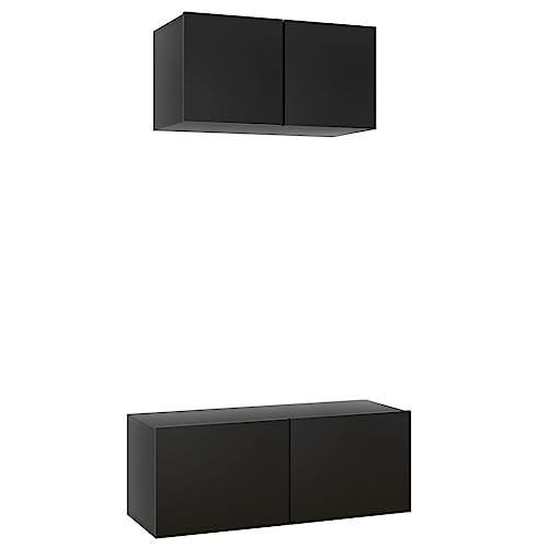 Annlera TV-Ständer 2-TLG. Hängende TV-Schrank-Set Modernen TV-Konsole Beistellschrank Wandmontage Fernsehschrank Medienschrank Trendigen und Dennoch Praktischen Design Schwarz von Annlera