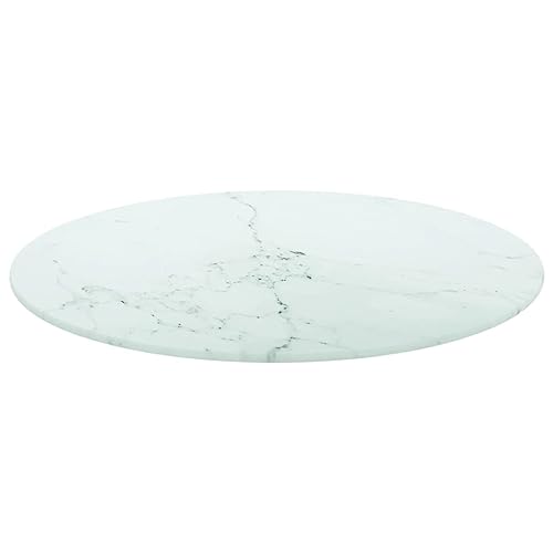 Annlera Tischplatte aus Gehärtetem Glas Runder Desktop Glasplatte Schutzplatte Ersatztischplatte für Esstische Couchtische oder Gartentische Leicht zu Reinigen Weiß 50x0,8 cm von Annlera
