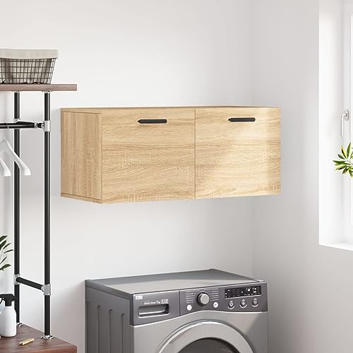 Annlera Wandschrank Sonoma-Eiche 80x36,5x35 cm Holzwerkstoff Badezimmerschränke Hängeschrank Küche Hängeschrank Bad Lagerschrank für Schlafzimmer Wohnzimmer Oder Bad Wandmontage von Annlera