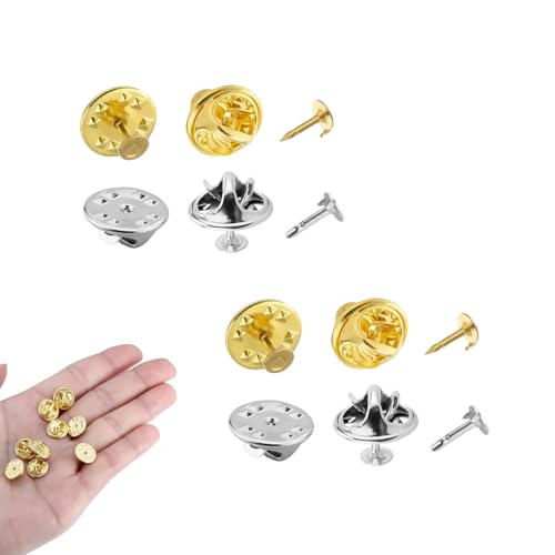 50 Paar Anstecker Pins mit Schmetterlingsverschluss, 10 mm, Hochwertige Sicherungsstifte aus vernickeltem Messing für Broschen, Abzeichen und Schmuckherstellung, Gold und Silber von Annlpoy
