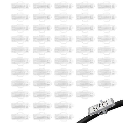 50 Stücke Transparent Kabeletiketten Erkennungsbox Kabel Beschriftung Kabelbinder Tags Box Transparent, Wiederverwendbare Kabelmarkierer aus Nylon, Wasserdicht und Staubdicht von Annlpoy
