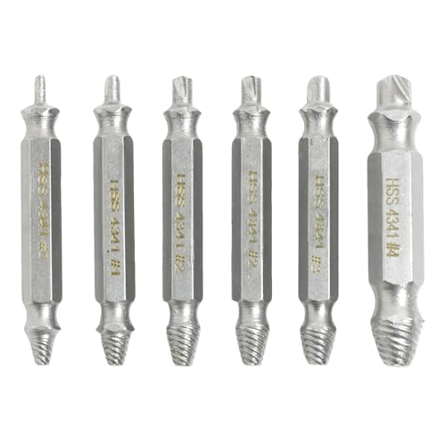 6 Stück Schraubenausdreher Set,Beschädigte Schraube Entferner Extraktor von Beschädigten Schrauben, Hochwertiger HSS 4341 Stahl Inklusive Kunststoffkoffer von Annlpoy