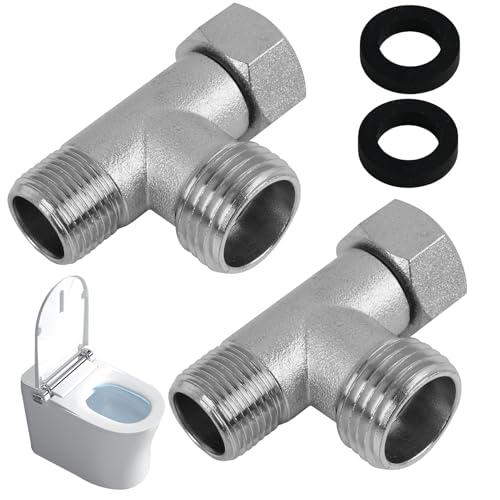 Annlpoy 2 pieces eckventil 3/8 t stück 1/2 zoll wc anschluss set wasserhahnverteiler umstellventil ventil umschalter toilet drain valve,180° drehbar, für Zuhause, Badezimmer, WC von Annlpoy