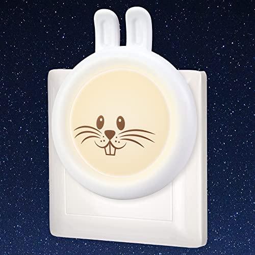 Annmore Nachtlicht Steckdose Kinder Hase Motiv mit Dämmerungssensor, Wand LED Steckdosenlicht, Baby Stilllicht, Nachtlampe Innenbereich für Flur Treppe Ecke, Niedliche Kinderzimmer Schlummerleuchten von Annmore