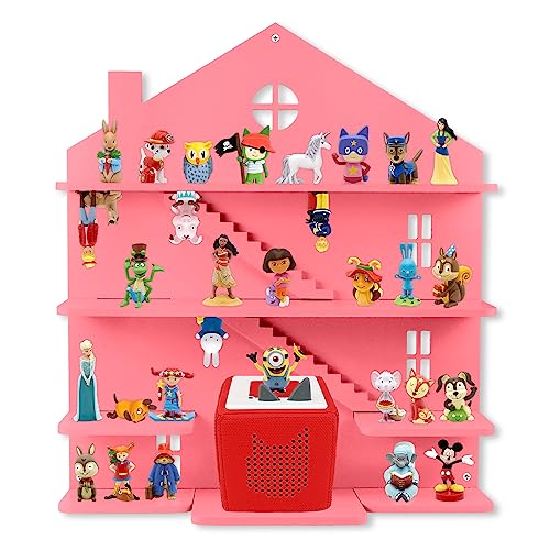 Annmore Regal für Tonies Hörfiguren und Toniebox Holzregal für Kinderzimmer Mädchen Deko Wandregal für bis zu 50 Hörfiguren, Geschenk Jungen, Rosa Haus von Annmore