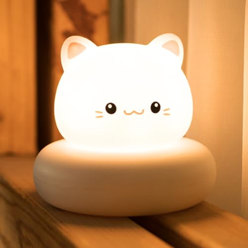 Stilllicht Baby Nachtlicht Kinder Klein Nachttischlampe, Tragbares, Dimmbares, Katze Form, Geschenk zur Geburt Mädchen von Annmore