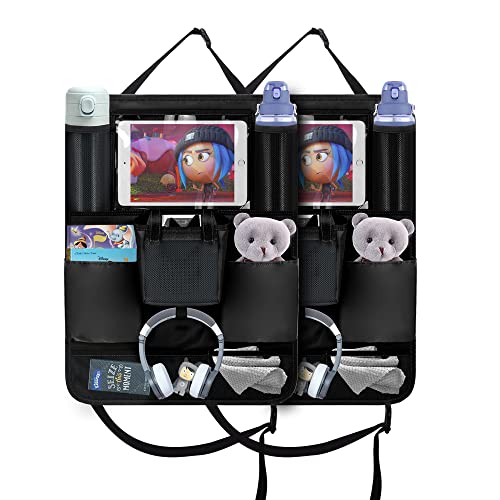 Annmore Auto Organizer für Toniebox Schwarz Rückenlehnenschutz Auto Kinder mit Halter für 10 Zoll Tablet, Rücksitz Organizer 2 Stück Auto Rücksitzschoner von Annmore