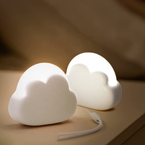 Nachtlicht Kinder 2 Stück Wolken Stilllicht Dimmbar, Schlaflicht für Baby, Mädchenzimmer Batterie Nachtlampe, Tragbar Nachtlichter für Babybett Einschlafhilfe, Geschenke Frauen, Mädchen, Neugeborene von Annmore