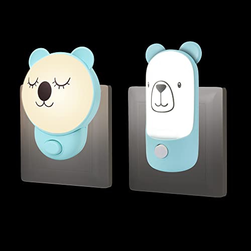 Annmore Nachtlicht Kinder für Steckdose, LED Stilllicht Baby, 3 Lichtmodi, Tierform Design (Koala/Bär) von Annmore