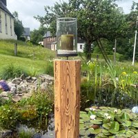 Windlicht 101cm I Kerzenständer Windlichtsäule Altholz | Balken Mit Windlichtglas Kerzenhalter Upcycling Dekoration Holzdesign von Anno1799