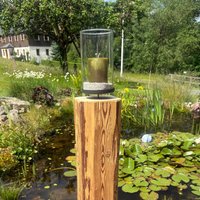 Windlicht 94cm I Kerzenständer Windlichtsäule Altholz | Balken Mit Windlichtglas Kerzenhalter Upcycling Dekoration Holzdesign von Anno1799
