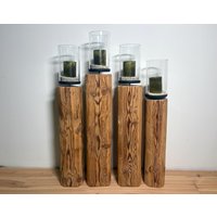 Windlicht I Kerzenständer Windlichtsäule Altholz | Balken Mit Windlichtglas Kerzenhalter Upcycling Dekoration Holzdesign von Anno1799