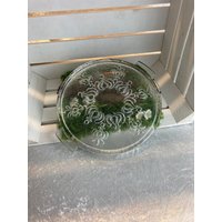 Alte Kuchenplatte Aus Glas, Walther Schönes, Gefrostetes Design, 80Er Jahre Alte Kuchenplatte Aus Glas, Walther Schönes, Gefrostetes Design, 80Er Jahre von AnnodazumalShop