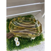Walther Glas Schale Oval, Gelb/Weiss, Kristallschale, Dekoschale, Anbietschale, Streifendekor Walther Glas Schale Oval, Gelb/Weiss, Kristallschale, Dekoschale, Anbietschale, Streifendekor von AnnodazumalShop