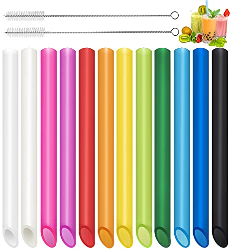 12 Stück Strohhalme Wiederverwendbare Bubble Tea mit 2 Reinigungsbürsten, Farbige Spitzes Dicke Trinkhalme Plastik, Geeignet für alle Arten von Smoothie Milchshakes (13mm×25.5cm) 12 Stück Strohhalme Wiederverwendbare Bubble Tea mit 2 Reinigungsbürsten, Farbige Spitzes Dicke Trinkhalme Plastik, Geeignet für alle Arten von Smoothie Milchshakes (13mm×25.5cm) von Annvchi