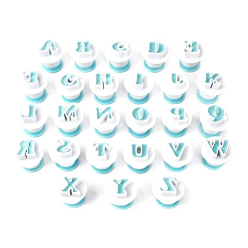 Annvchi Buchstaben Ausstecher für Fondant - Alphabet Kuchendekoration Backzubehör Set Mit Auswerfer Stempel für Keks Marzipan von Annvchi