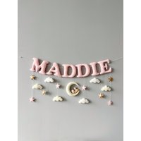 Filz Girlande Mit Name, Hase, Mädchen Filz Girlande Mit Name, Hase, Mädchen von AnnyBabyDecor