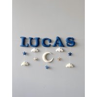 Filz Name Girlande Sterne Mond Kinderzimmer Dekor von AnnyBabyDecor