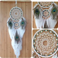 Sonderangebot Pfauenfeder Weiß Traumfänger, Sweet Dreams, Boho Wandbehang Traumfänger Geschenkidee von AnnyDreams